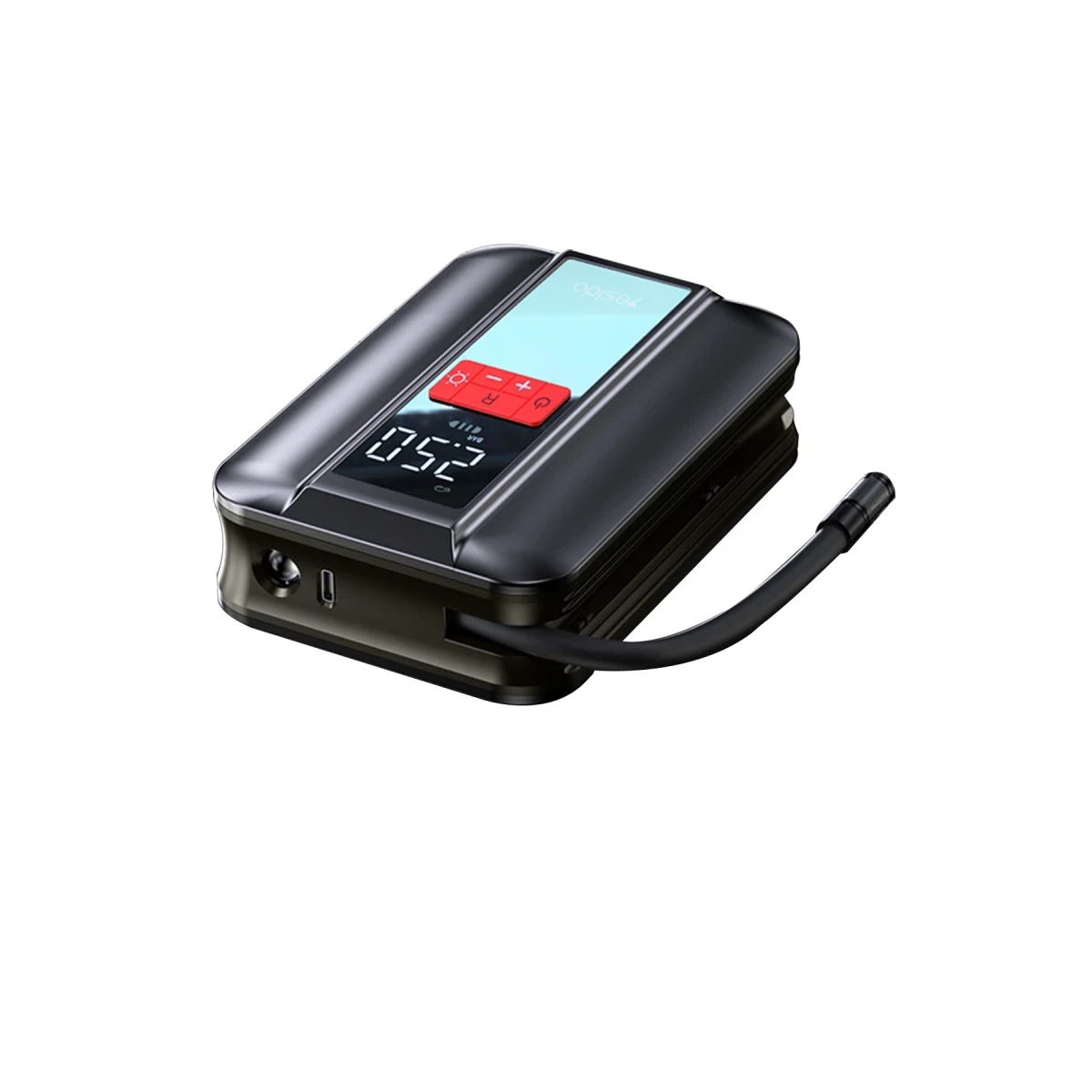 Yesido VC04 Çok Fonksiyonlu Dijital Göstergeli 4.000 mAh Bataryalı Kablosuz Hava Kompresörü - Siyah