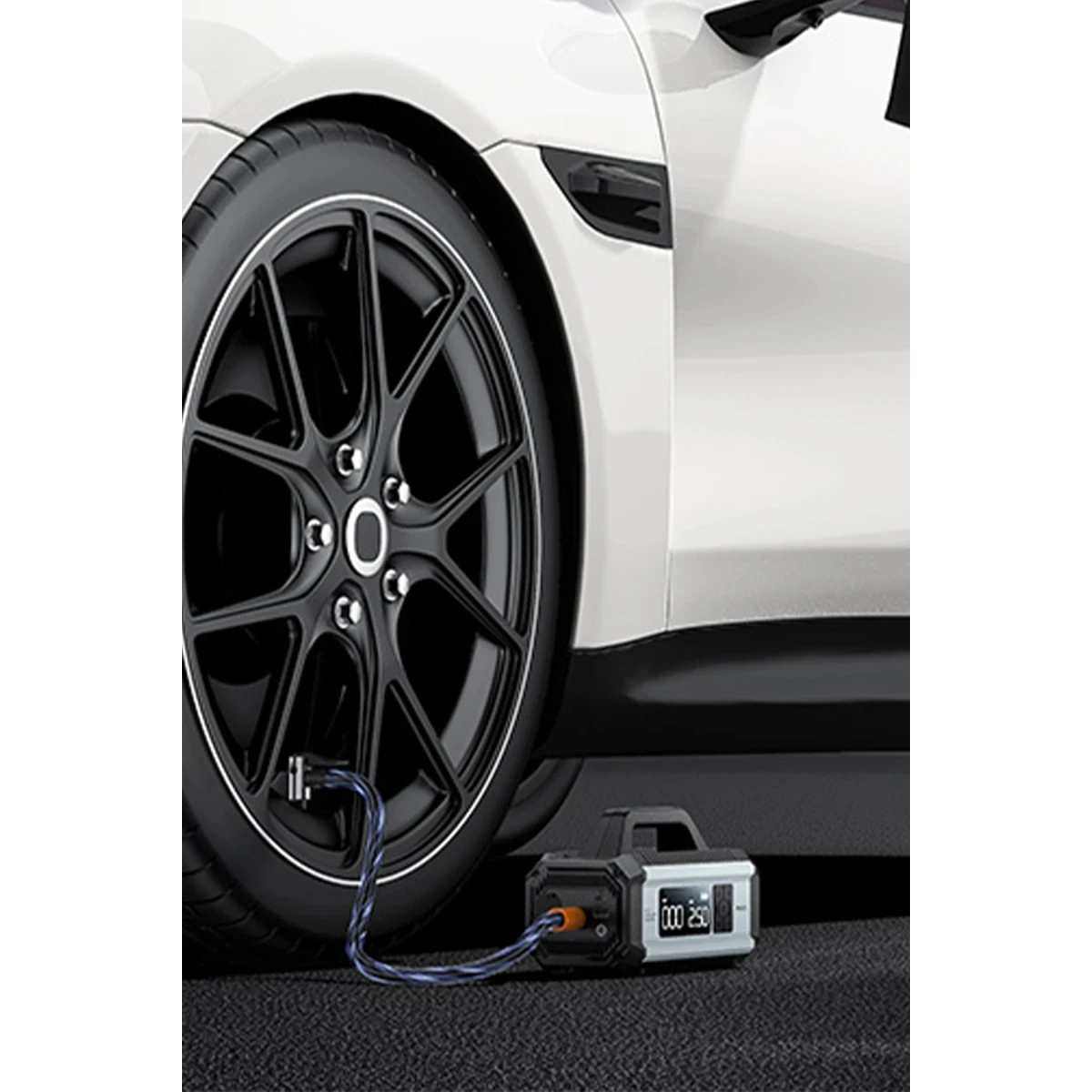 Yesido VC13 Dijital Göstergeli 10.000 mAh Bataryalı Led Acil Durum Fenerli Akü Takviye Özellikli Kablosuz Hava Kompresörü - Siyah