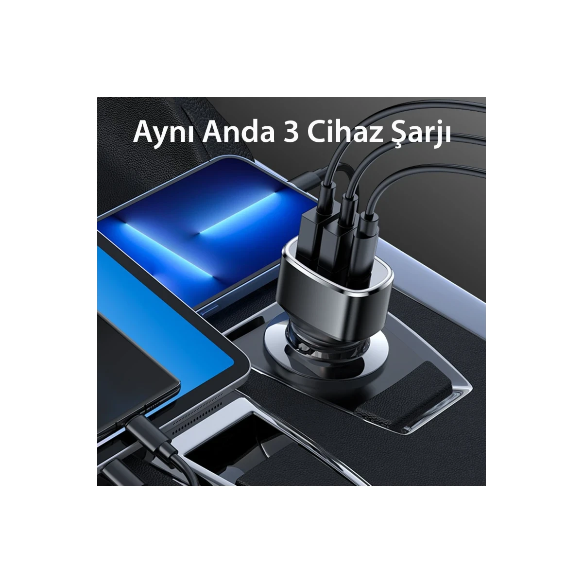 Yesido Y47 25W PD Type-C ve 2 Adet 12W Usb Araç Şarj - Siyah