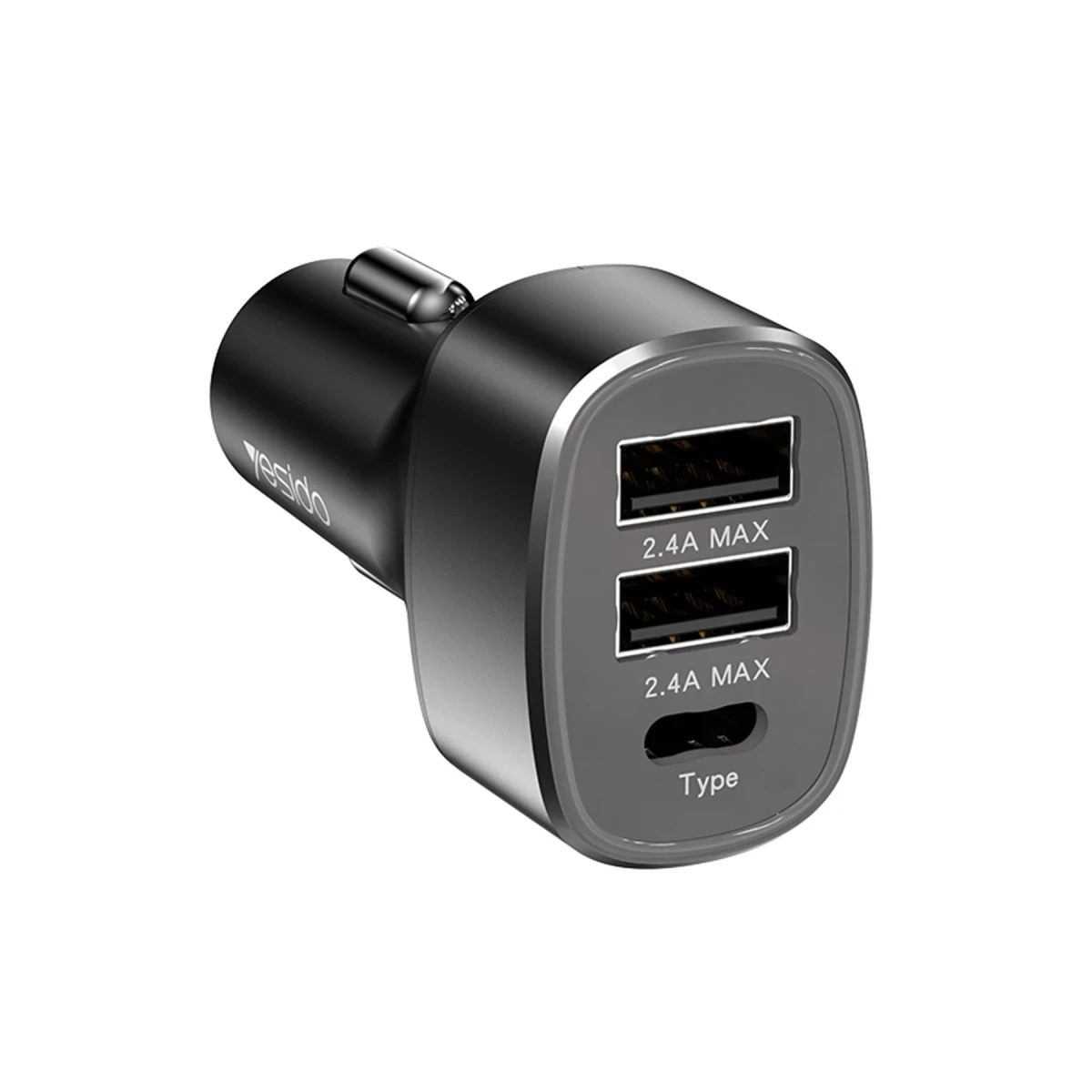 Yesido Y47 25W PD Type-C ve 2 Adet 12W Usb Araç Şarj - Siyah