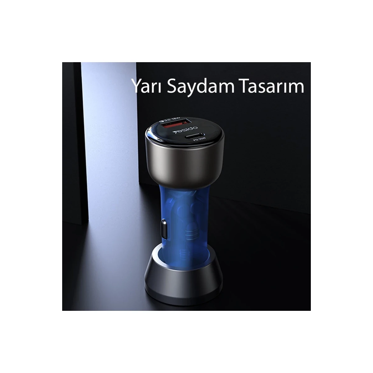 Yesido Y52 30W PD Type-C ve 18W Usb Araç Şarj - Siyah