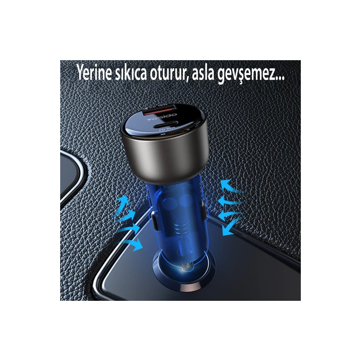 Yesido Y52 30W PD Type-C ve 18W Usb Araç Şarj - Siyah