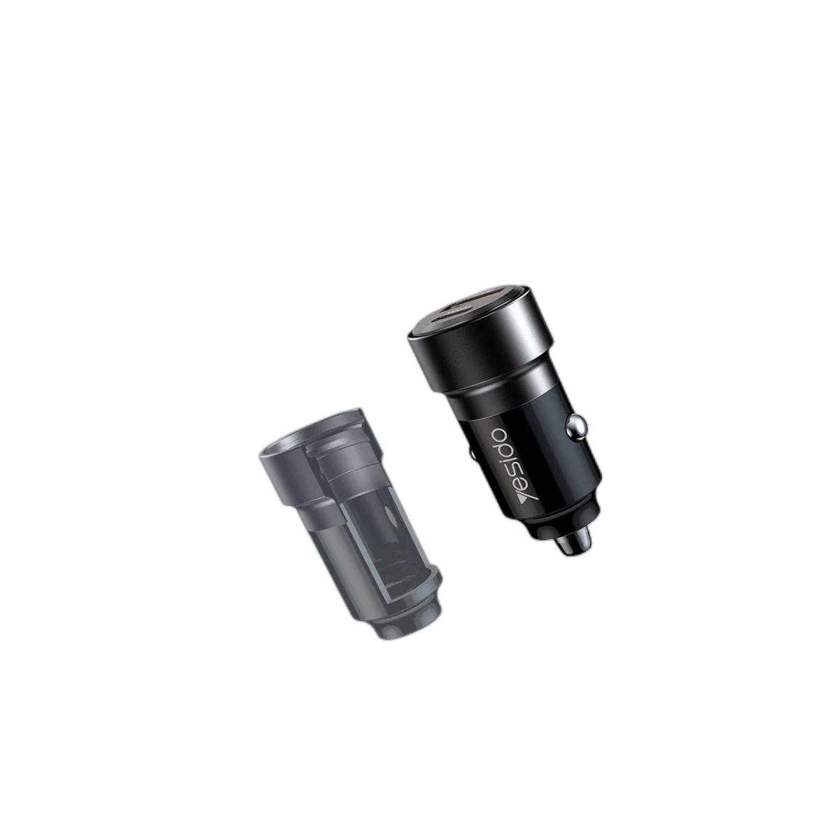 Yesido Y54 1 Adet 30W Usb 1 Adet 30W Type-C ve 20W Type-C to Lightning Kablolu PD Hızlı Araç Şarj - Siyah