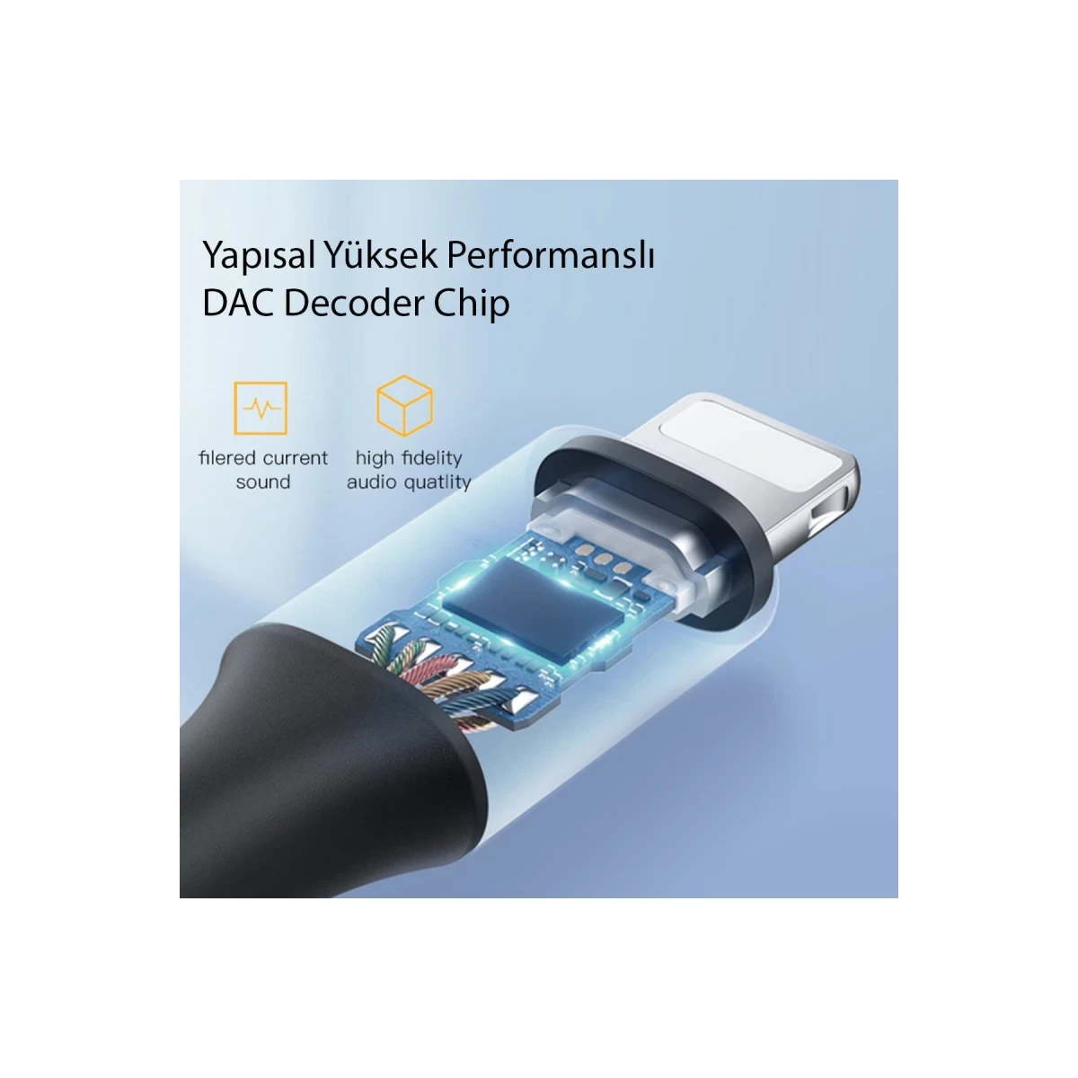 Yesido YAU35 Lightning to Aux Kablo 1M - Siyah