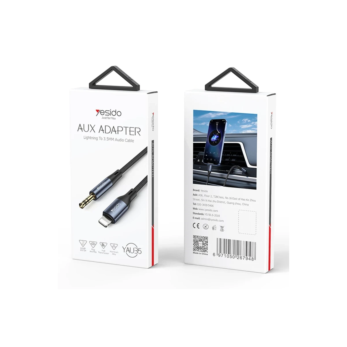 Yesido YAU35 Lightning to Aux Kablo 1M - Siyah