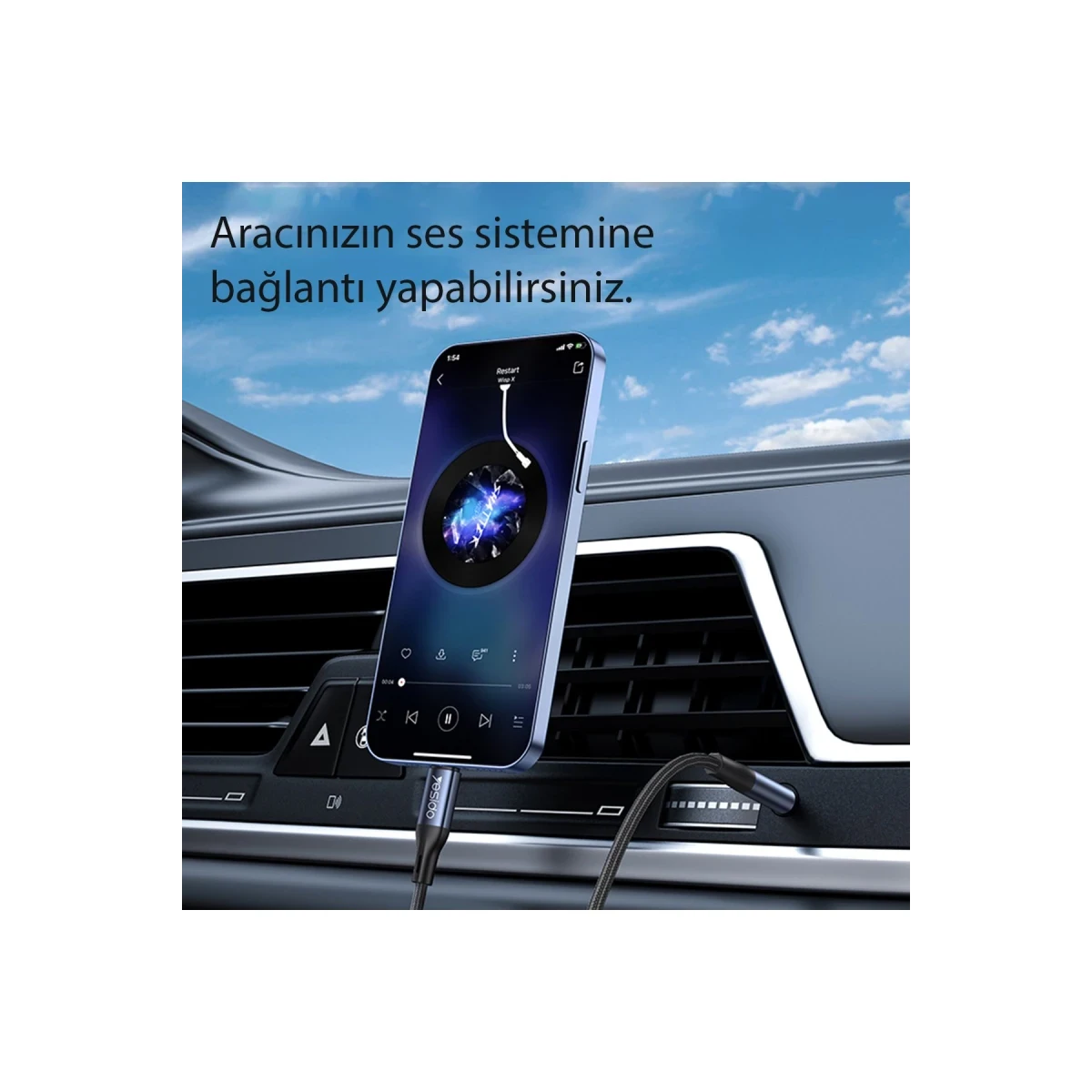 Yesido YAU35 Lightning to Aux Kablo 1M - Siyah