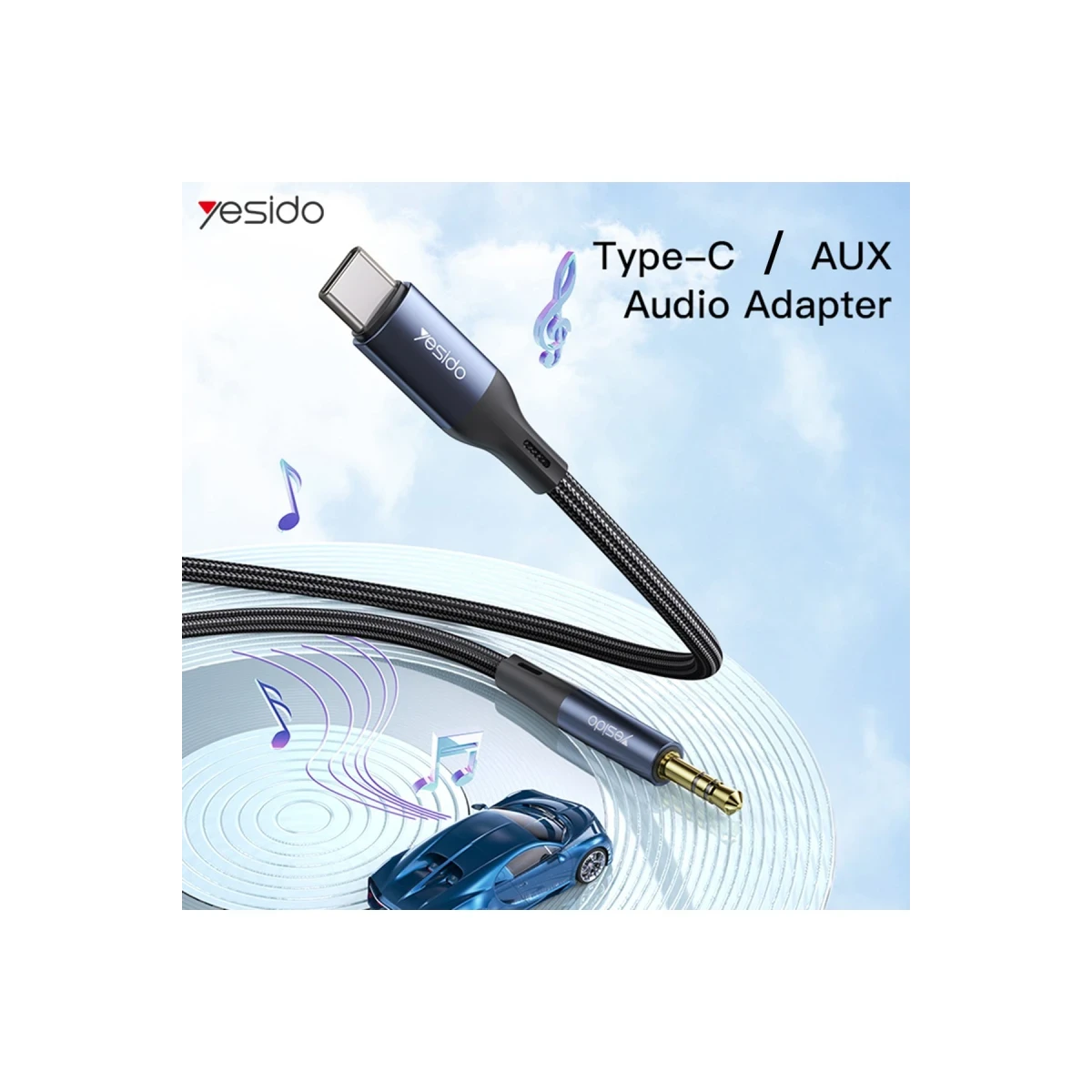 Yesido YAU36 Type-C to Aux Kablo 1M - Siyah
