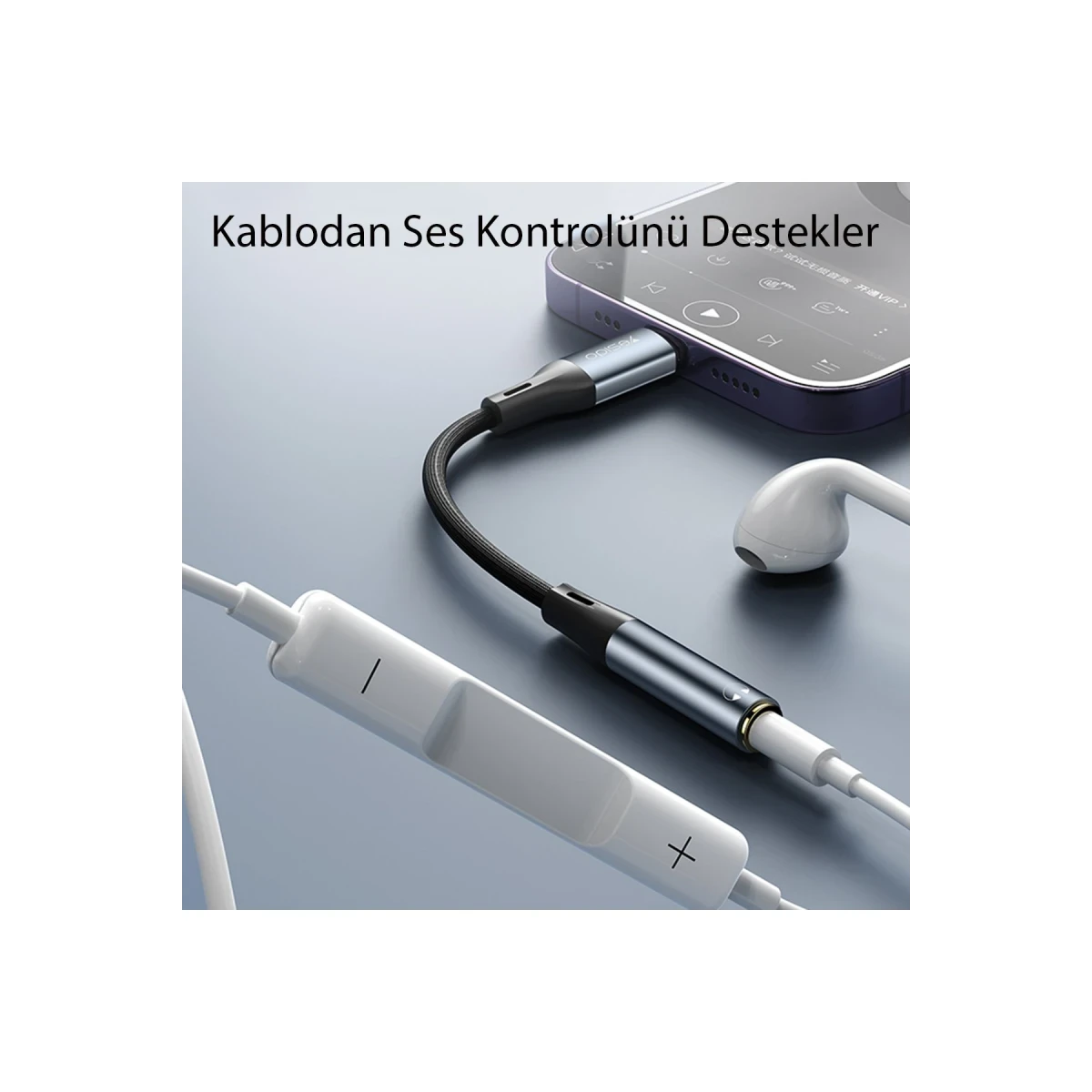 Yesido YAU37 Lightning to Aux Dönüştürücü - Siyah