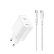 Yesido YC105 20W Type-C Çıkışlı 1M Type-C to Type-C Kablolu PD Hızlı Şarj Cihazı - Beyaz