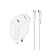 Yesido YC107 35W Type-C Çıkışlı 1M Type-C to Type-C Kablolu PD Hızlı Şarj Cihazı - Beyaz