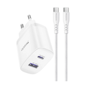 Yesido YC108 35W USB-A ve Type-C Çıkışlı ve 1M Type-C to Type-C Kablolu PD Şarj Cihazı - Beyaz