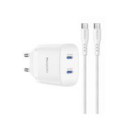 Yesido YC109 45W Çift Type-C Çıkışlı ve 1M Type-C to Type-C Kablolu PD Şarj Cihazı - Beyaz