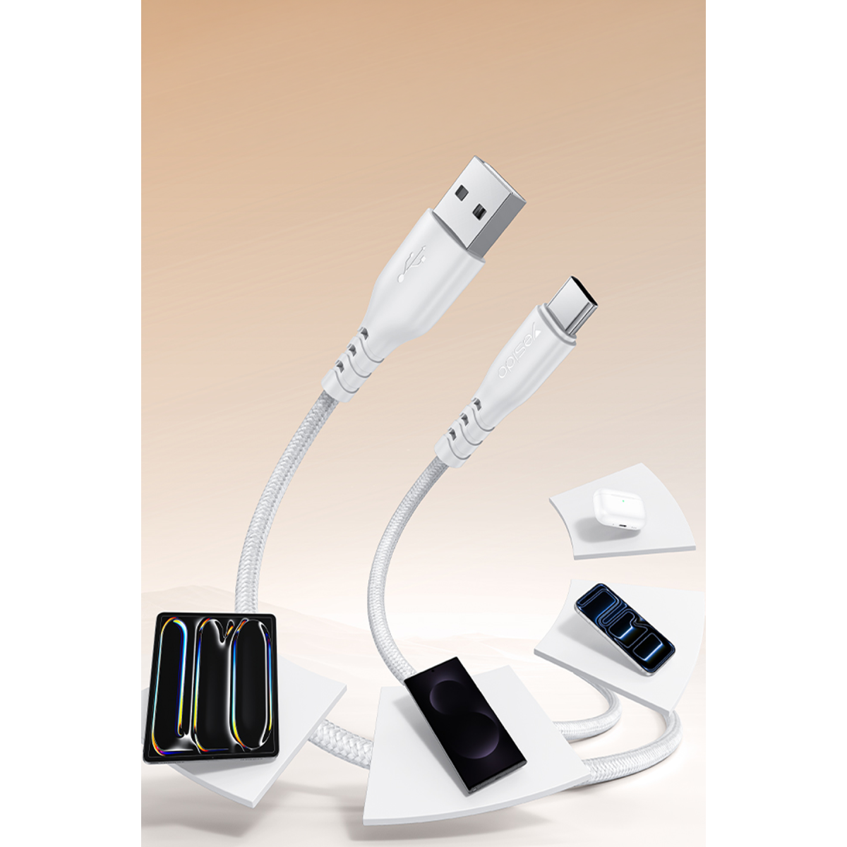 Yesido YC111 18W USB-A QC 3.0 Çıkışlı A to Type-C Kablolu Hızlı Şarj Cihazı - Beyaz
