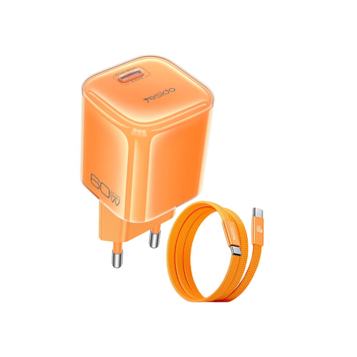 Yesido YC117 60W Type-C GaN Hızlı Şarj Cihazı - Turuncu