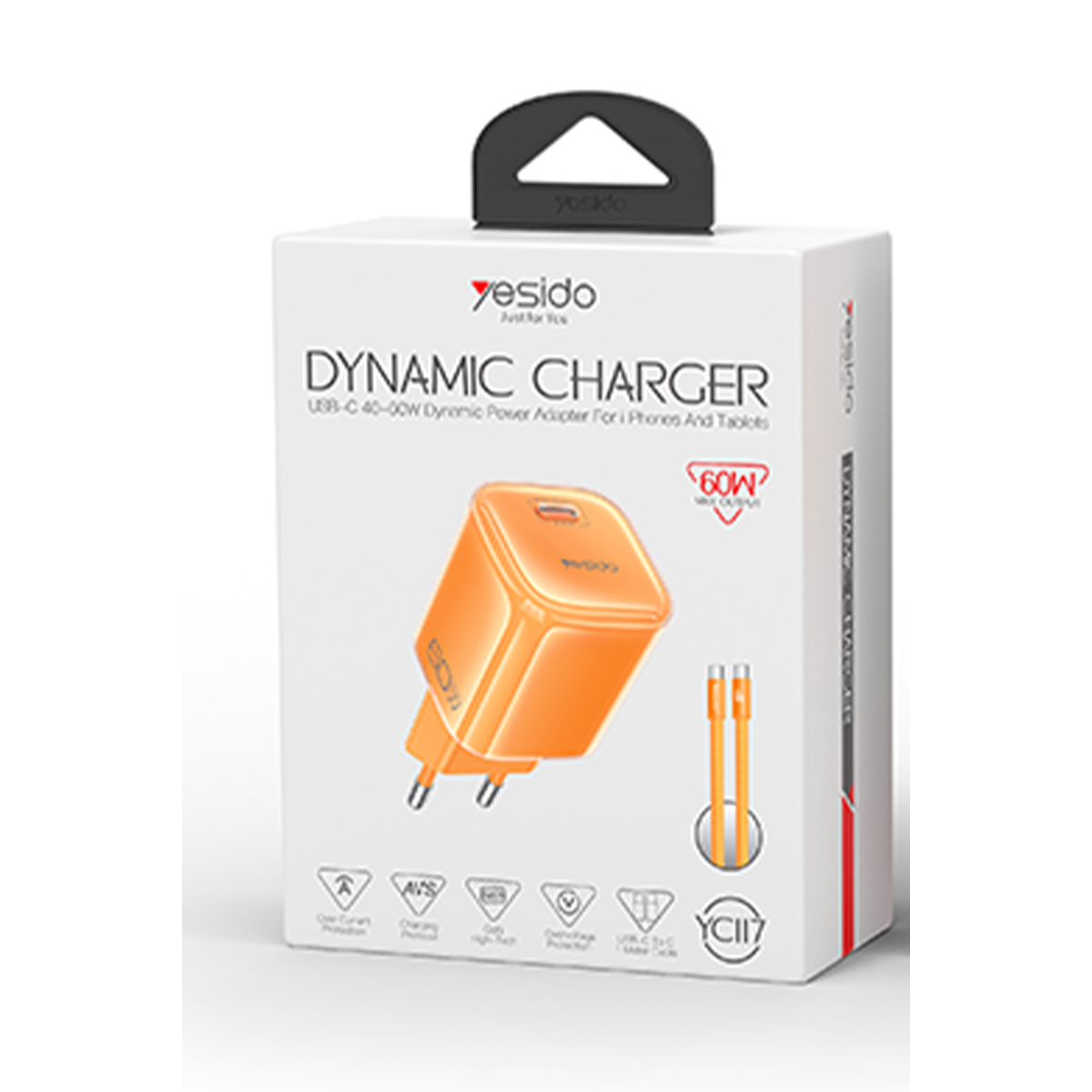 Yesido YC117 60W Type-C GaN Hızlı Şarj Cihazı - Turuncu