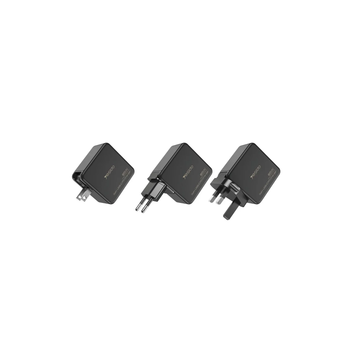 Yesido YC42 2 Adet 65W Type-C ve 1 Adet 30W Usb Çıkışlı PD GAN Şarj Adaptörü - Siyah