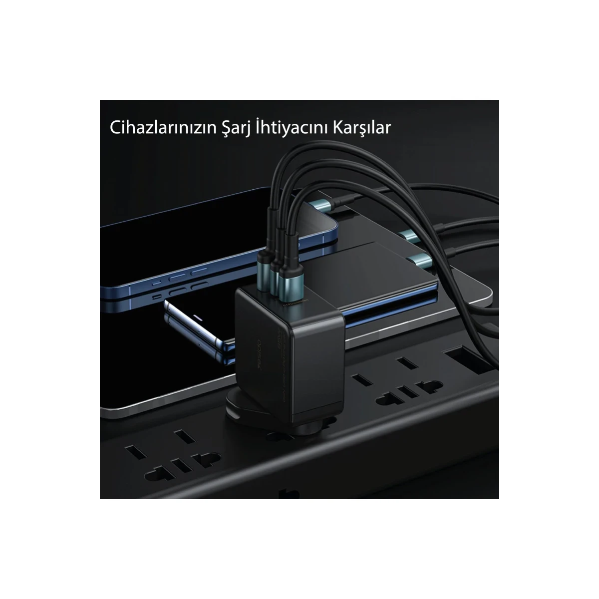 Yesido YC42 2 Adet 65W Type-C ve 1 Adet 30W Usb Çıkışlı PD GAN Şarj Adaptörü - Siyah