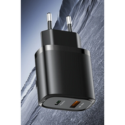 Yesido YC47 1 Adet 20W Type-C / 1 Adet 18W USB Çıkışlı ve 1M 60W Type-C to Type-C Kablolu PD Hızlı Şarj Cihazı - Siyah