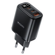 Yesido YC69 Dijital Göstergeli 1 Adet 30W USB ve 2 Adet 30W Type-C Çıkışlı PD Hızlı Şarj Cihazı - Siyah