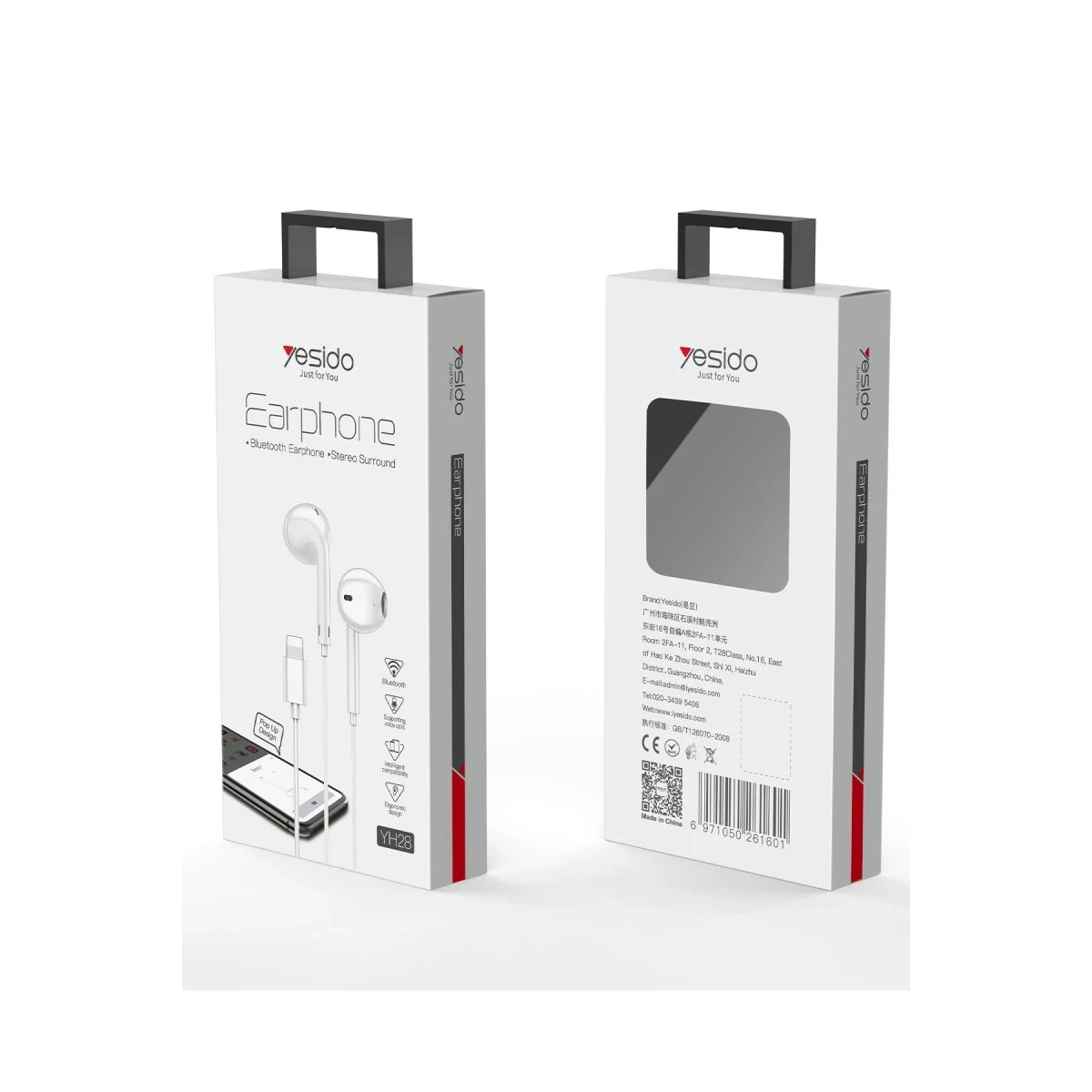 Yesido YH28 Lightning Bluetooth Kablolu Kulaklık - Beyaz