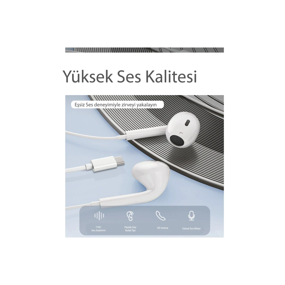 Yesido YH38 1.2M Yüksek Baslı Type-C Kablolu Kulaklık - Beyaz