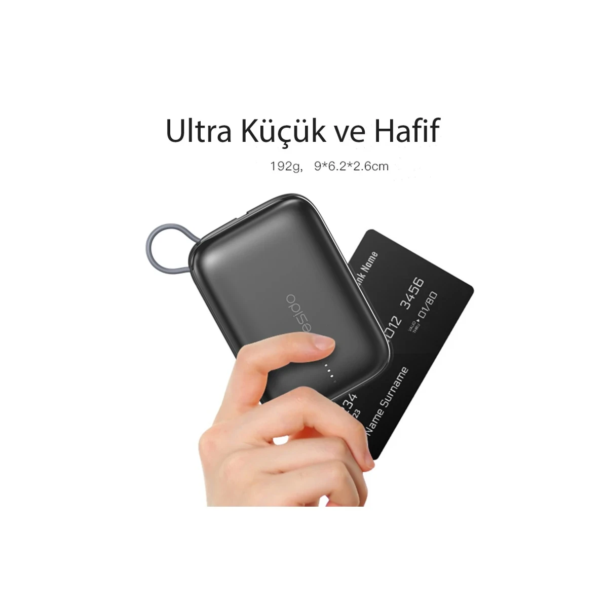 Yesido YP18 10.000 mAh USB3.0 PD Hızlı Şarj Powerbank - Siyah