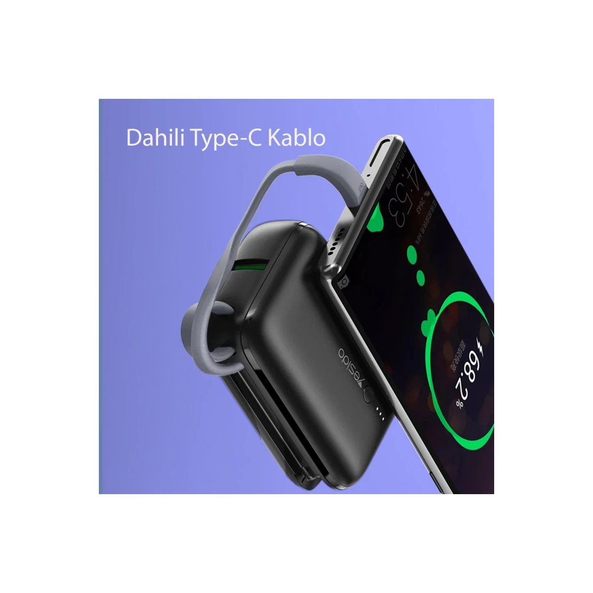 Yesido YP18 10.000 mAh USB3.0 PD Hızlı Şarj Powerbank - Siyah