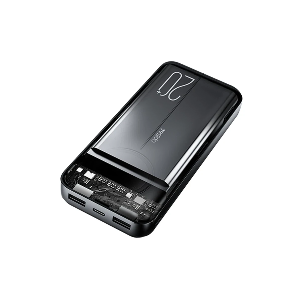 Yesido YP41 20.000 mAh Dijital Göstergeli USB3.0 PD Hızlı Şarj Powerbank - Siyah