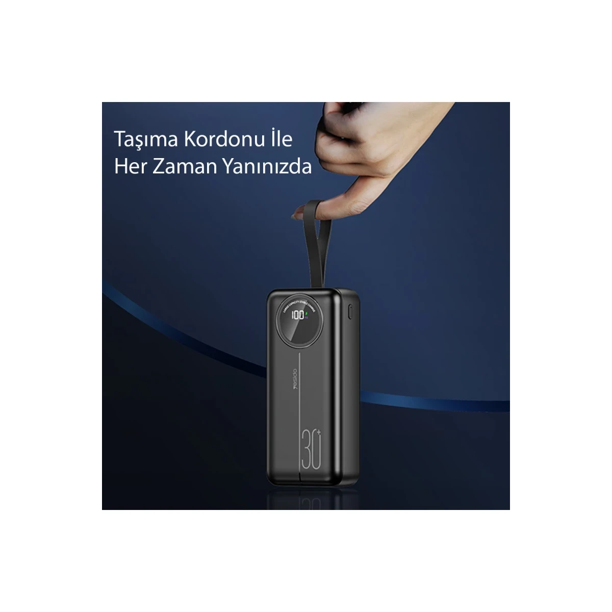 Yesido YP42 30.000 mAh Dijital Göstergeli USB3.0 PD Hızlı Şarj Powerbank - Siyah