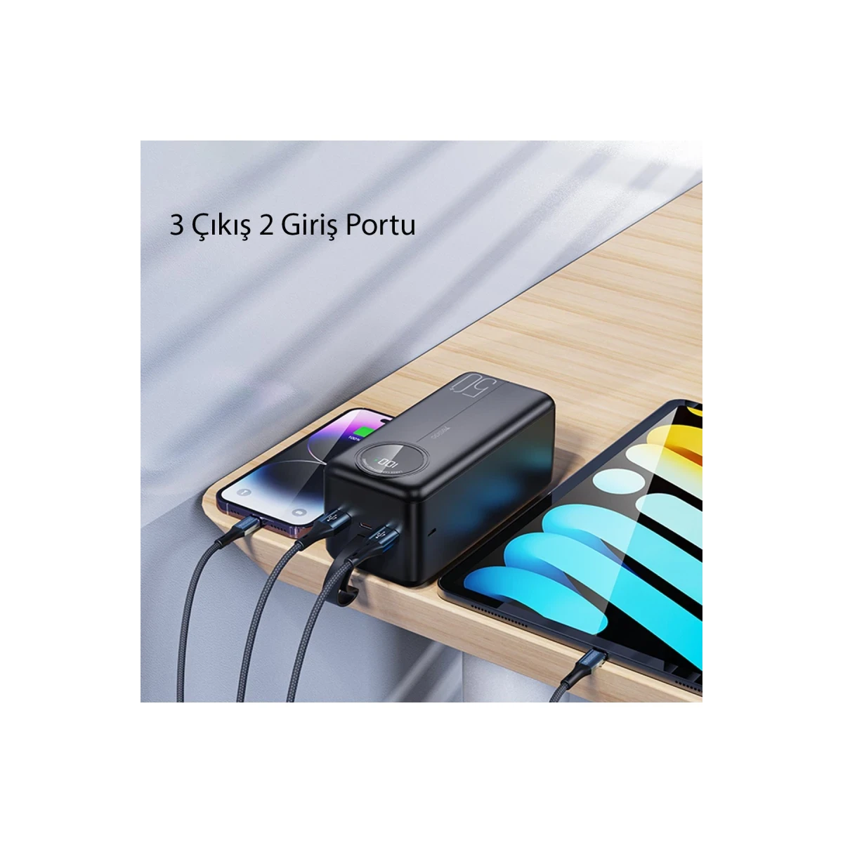 Yesido YP42 30.000 mAh Dijital Göstergeli USB3.0 PD Hızlı Şarj Powerbank - Siyah