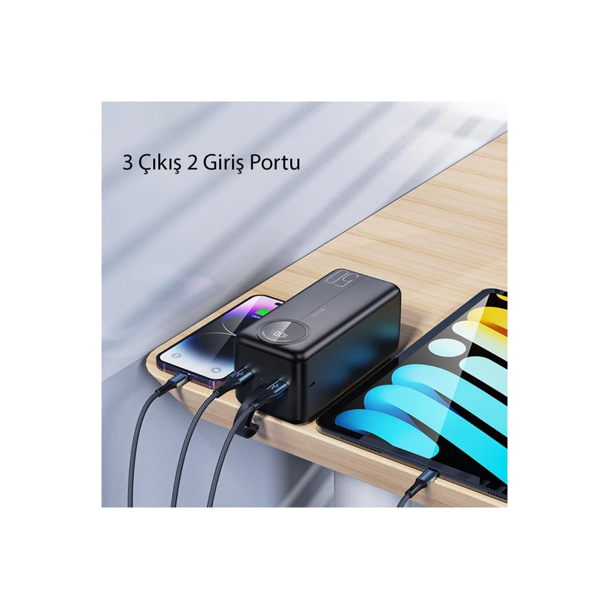 Yesido YP43 40.000 mAh Dijital Göstergeli USB3.0 PD Hızlı Şarj Powerbank - Siyah