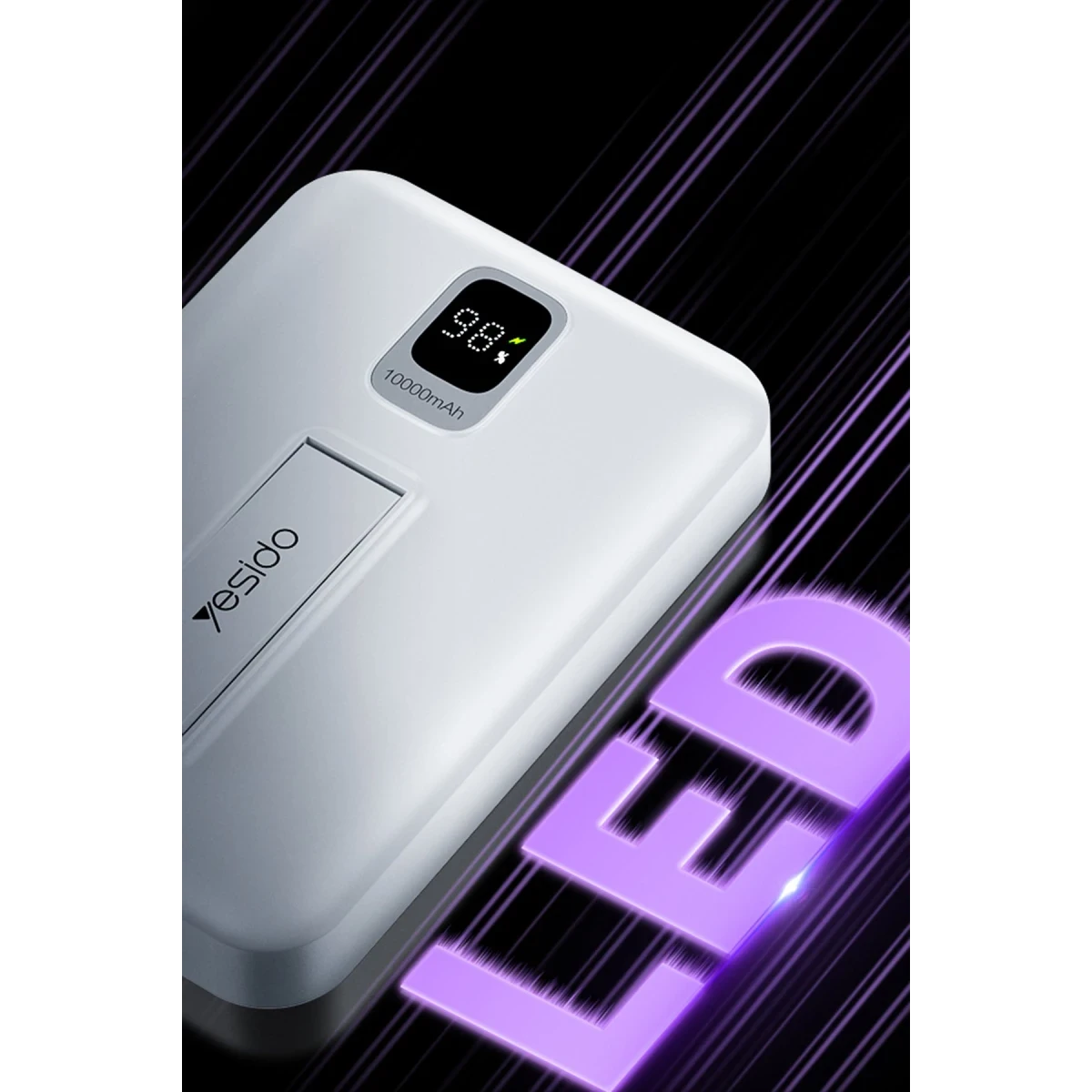 Yesido YP45 10.000 mAh 20W Dijital Göstergeli 15W Kablosuz Şarjlı Standlı Magsafe PD Hızlı Şarj Powerbank - Beyaz