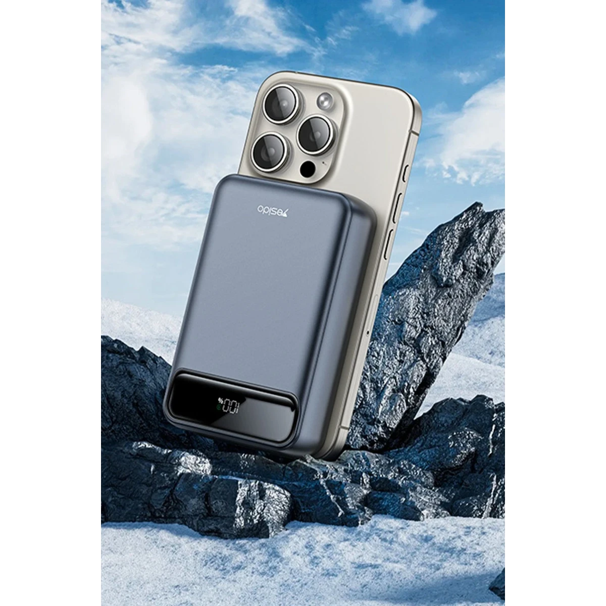 Yesido YP50 20.000 mAh Dijital Göstergeli 22.5W USB 3.0 / 20W Type-C Çıkışlı ve 15W Kablosuz Şarjlı PD Hızlı Şarj Magsafe Powerbank - Siyah