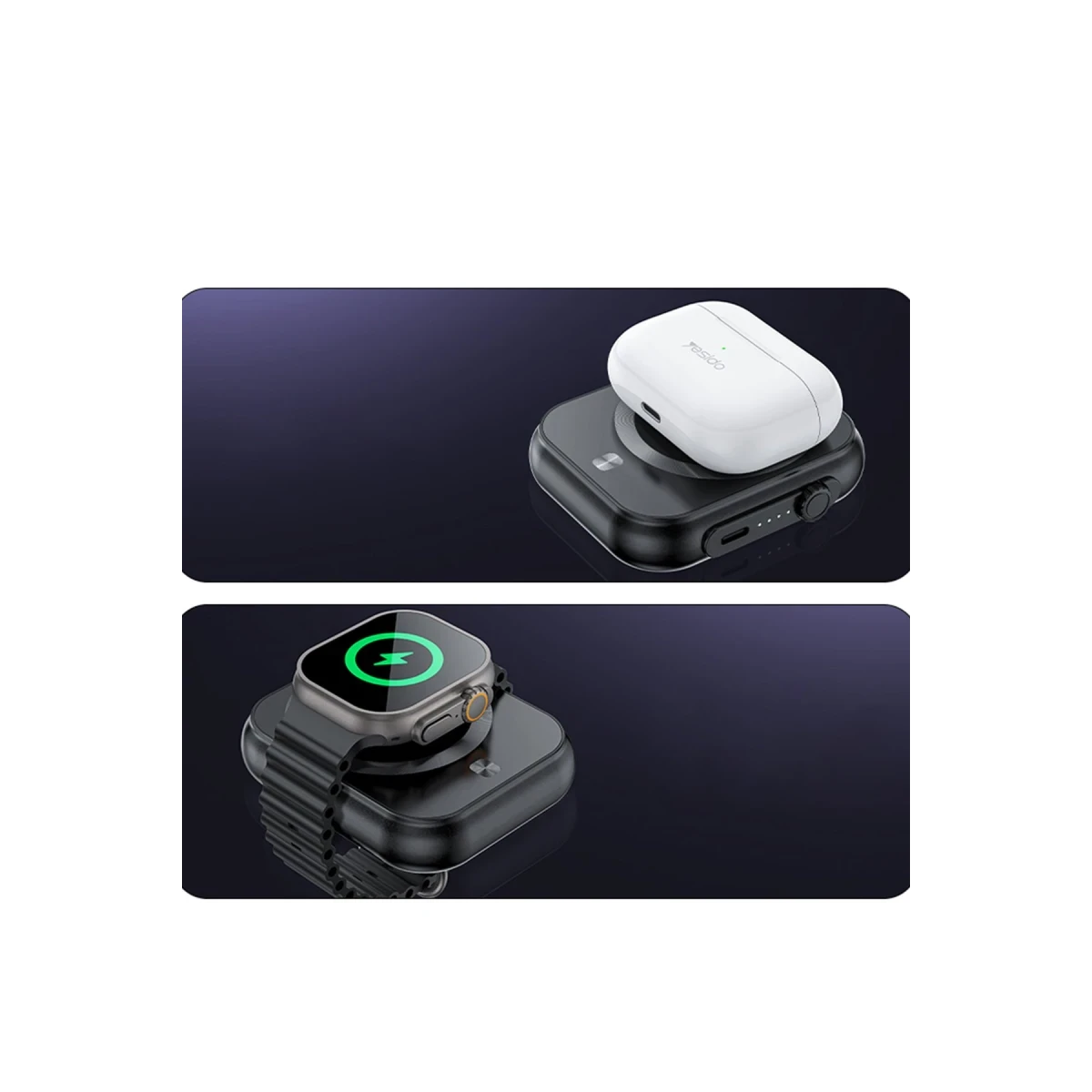 Yesido YP59 5.000 mAh 3in1 20W Type-C Çıkışlı 15W Kablosuz Şarj 3W Kulaklık Şarj ve 2.5W Saat Şarj Destekli PD Hızlı Şarj Magsafe Powerbank - Siyah