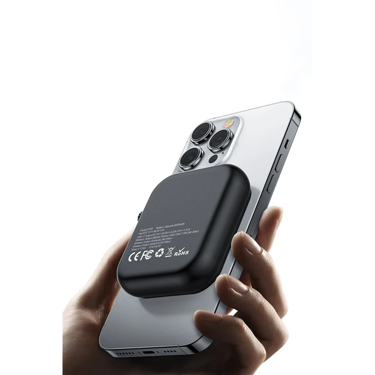 Yesido YP59 5.000 mAh 3in1 20W Type-C Çıkışlı 15W Kablosuz Şarj 3W Kulaklık Şarj ve 2.5W Saat Şarj Destekli PD Hızlı Şarj Magsafe Powerbank - Siyah