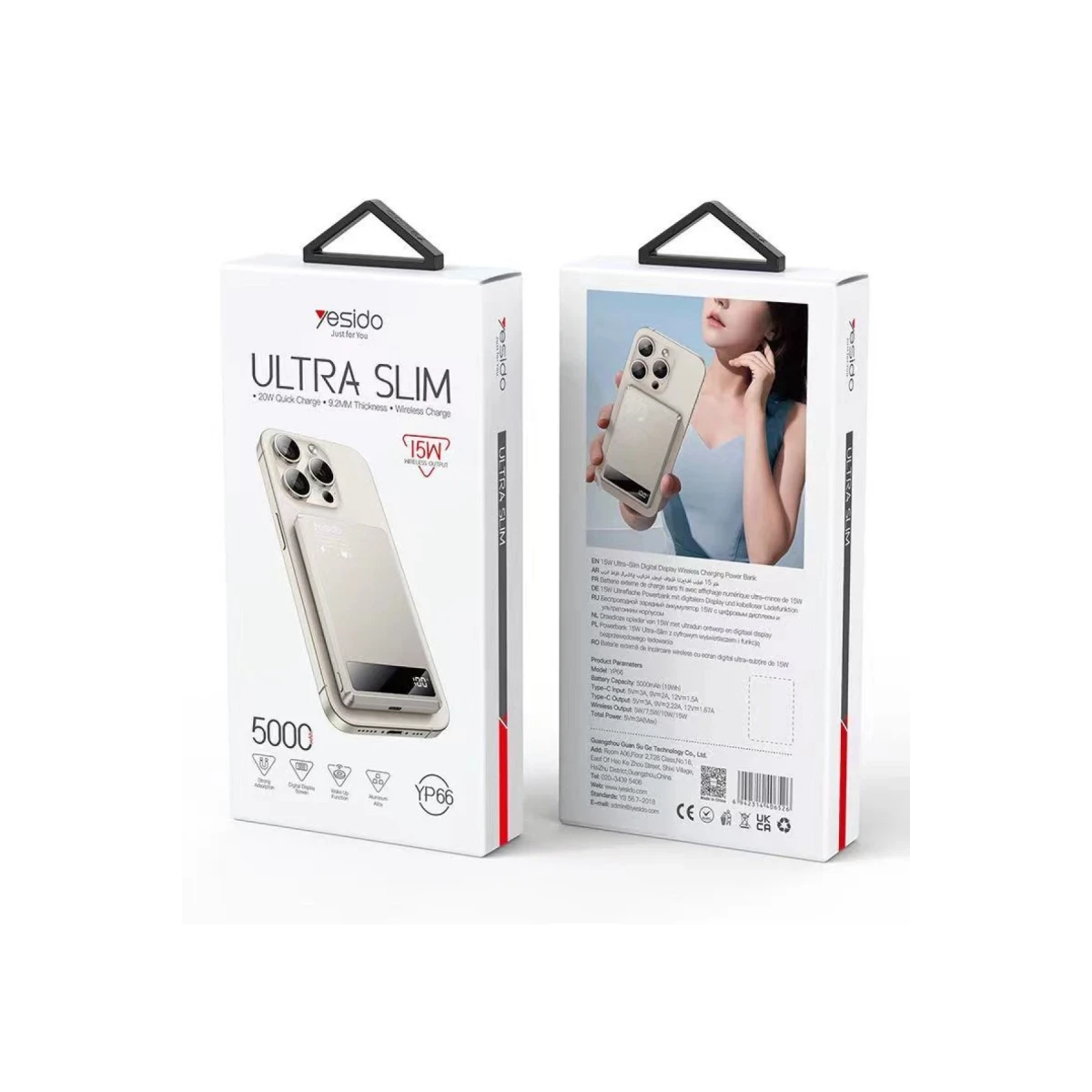 Yesido YP66 5.000 mAh Led Şarj Göstergeli 20W Type-C Çıkışlı ve 15W Kablosuz Şarjlı PD Hızlı Şarj Magsafe Powerbank - Gold