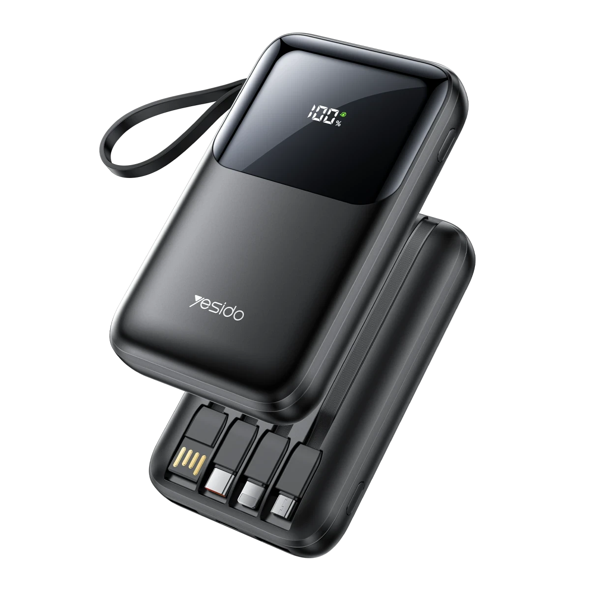 Yesido YP71 Dijital Göstergeli 10.000 mAh 6in1 22.5W PD Hızlı Şarj Powerbank - Siyah