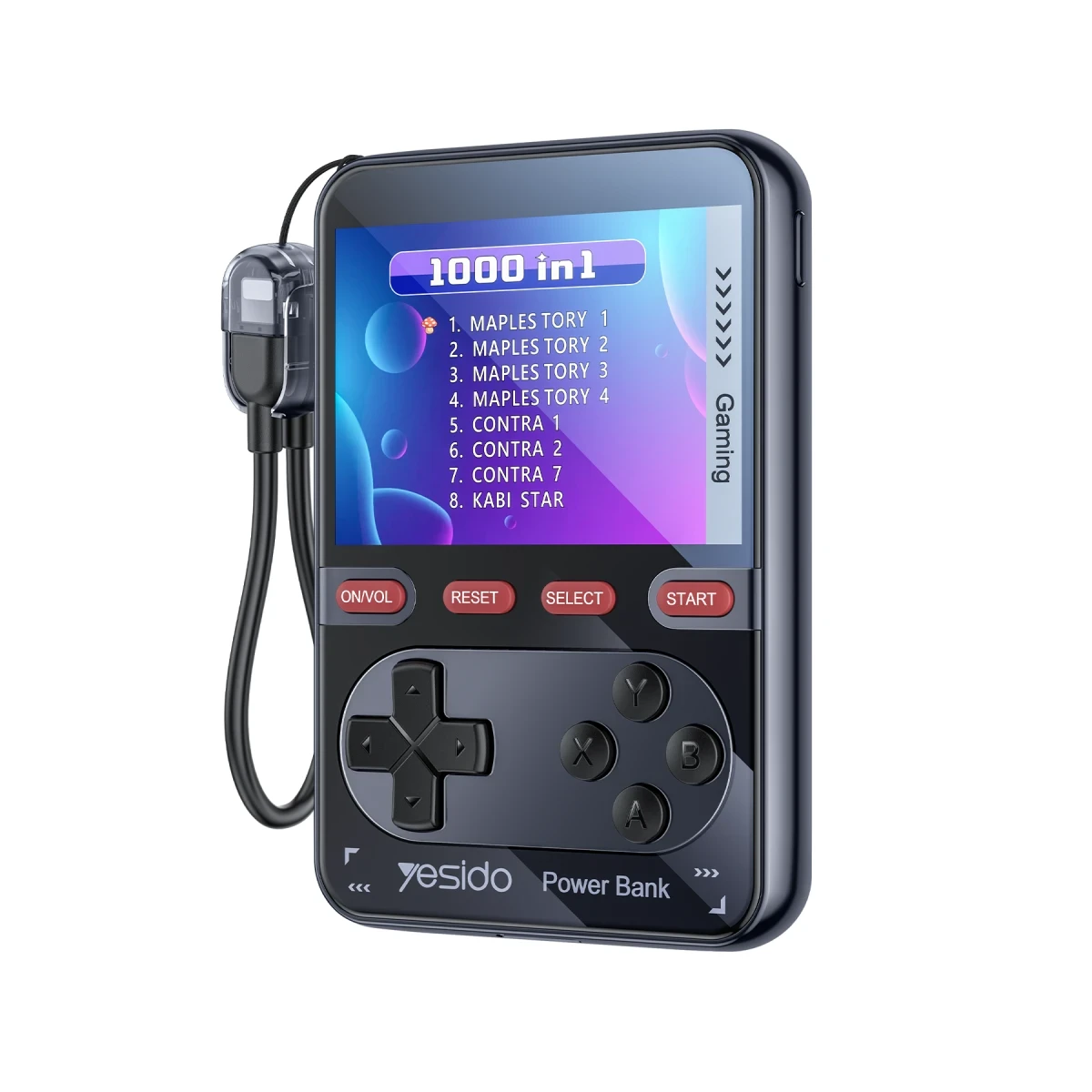 Yesido YP87 Dahili Retro Oyun Konsollu 10.000 mAh 2in1 20W PD Hızlı Şarj Powerbank - Siyah