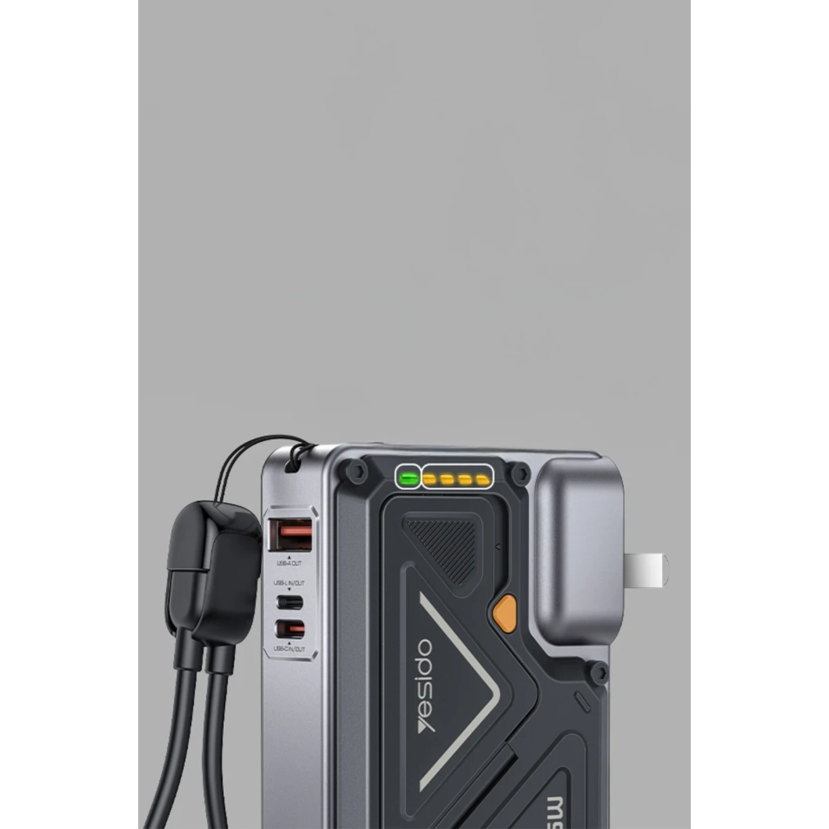 Yesido YP89 Akım Korumalı ve Stantlı 10.000 mAh 5in1 22.5W PD ve 15W Kablosuz Hızlı Şarj Destekli Magsafe Powerbank - Siyah