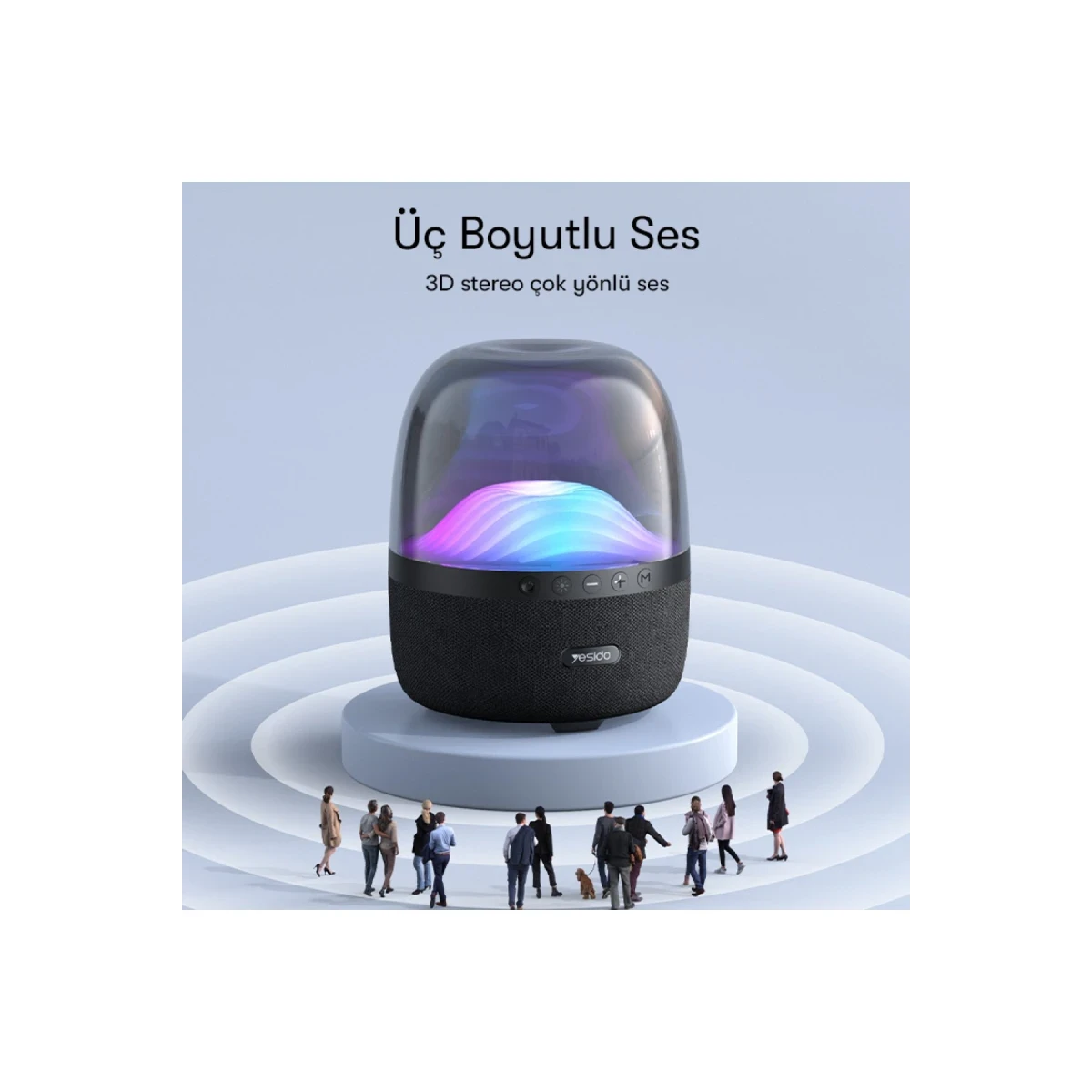 Yesido YSW08 RGB Kablosuz Hoparlör - Siyah