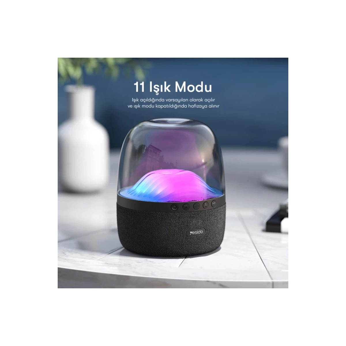 Yesido YSW08 RGB Kablosuz Hoparlör - Siyah