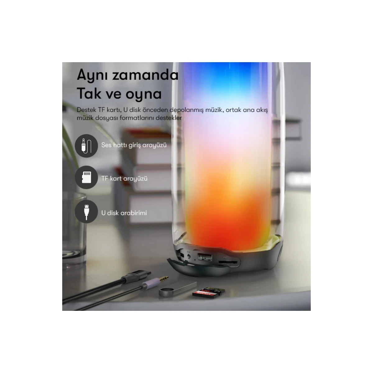 Yesido YSW09 RGB Kablosuz Hoparlör - Siyah