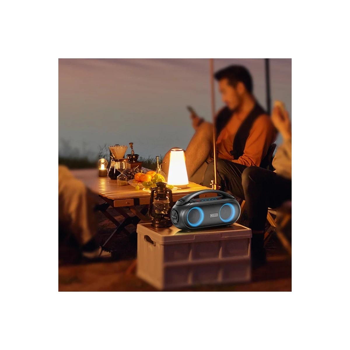 Yesido YSW19 2 Adet 20W Dahili Hoparlörlü 3.000 mAh Bataryalı BT 5.0 RGB Kablosuz Hoparlör - Siyah