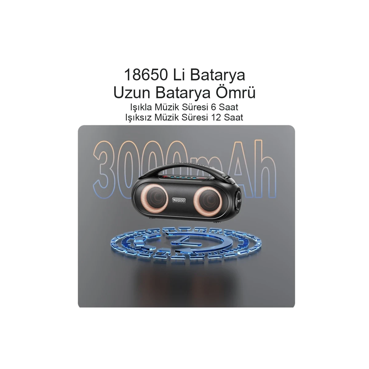 Yesido YSW19 2 Adet 20W Dahili Hoparlörlü 3.000 mAh Bataryalı BT 5.0 RGB Kablosuz Hoparlör - Siyah
