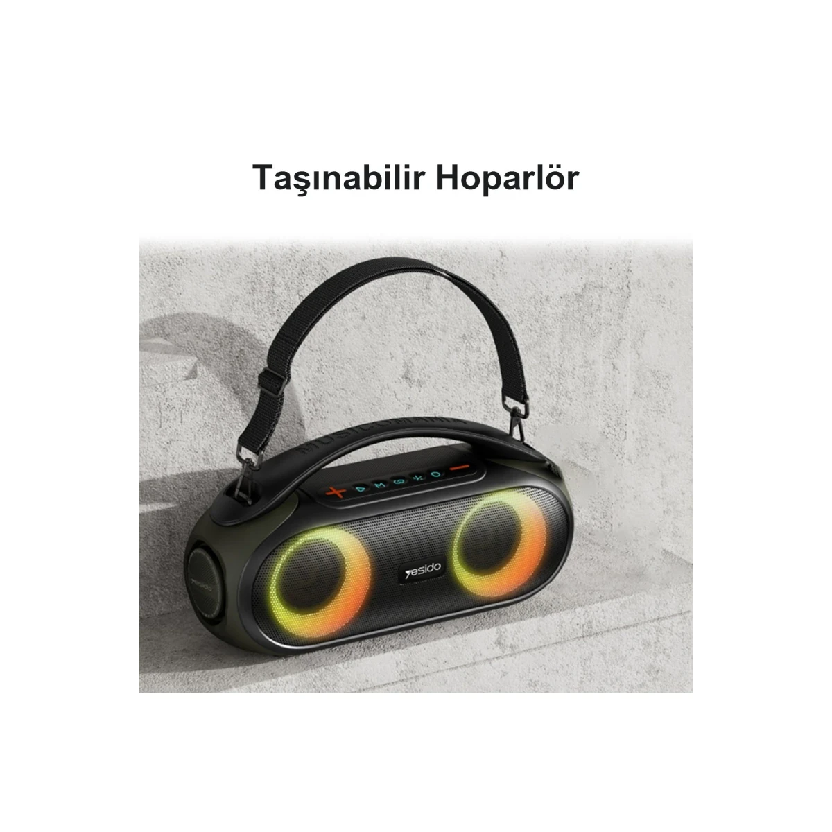 Yesido YSW19 2 Adet 20W Dahili Hoparlörlü 3.000 mAh Bataryalı BT 5.0 RGB Kablosuz Hoparlör - Siyah