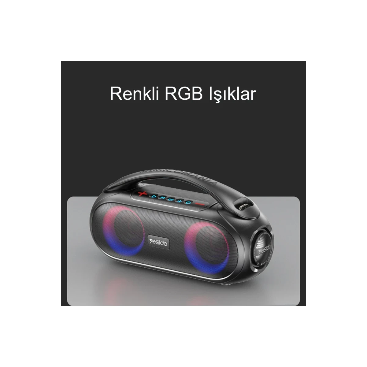 Yesido YSW19 2 Adet 20W Dahili Hoparlörlü 3.000 mAh Bataryalı BT 5.0 RGB Kablosuz Hoparlör - Siyah