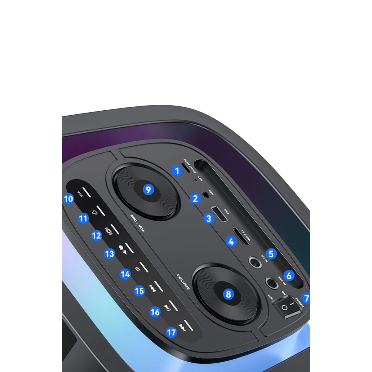 Yesido YSW29 2 Adet 20W Dahili Hoparlörlü 4400 mAh Bataryalı BT 5.0 RGB Kablosuz Hoparlör - Siyah