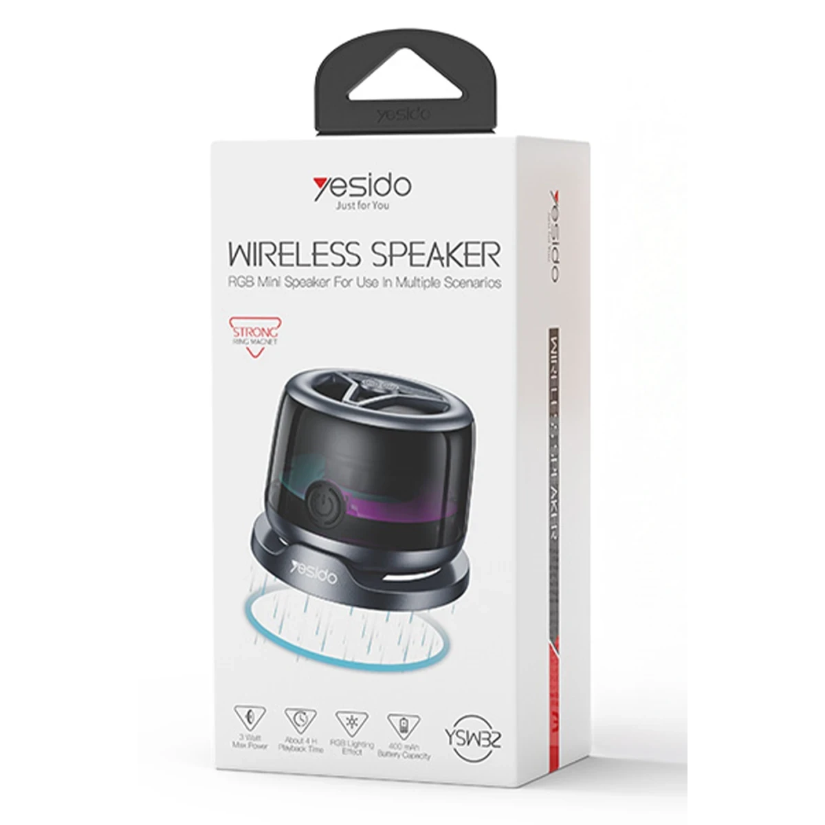 Yesido YSW32 BT 5.3 RGB Manyetik Özellikli Mini Kablosuz Hoparlör - Siyah