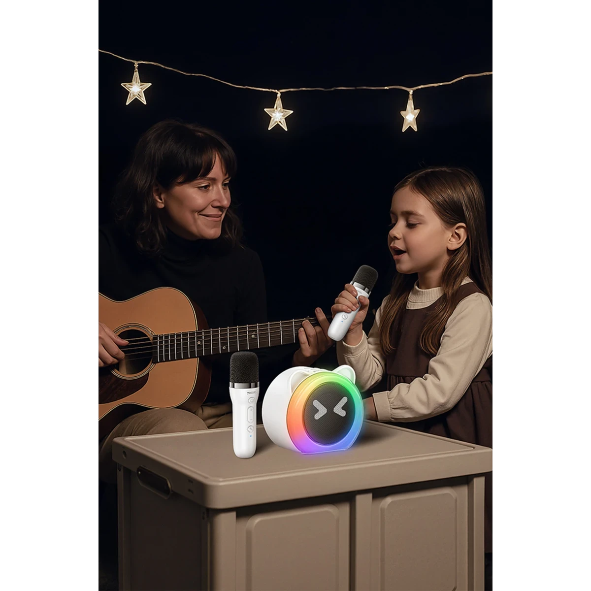 Yesido YSW36 2 Adet Karaoke Mikrofonlu BT 5.3 RGB Kablosuz Hoparlör - Beyaz