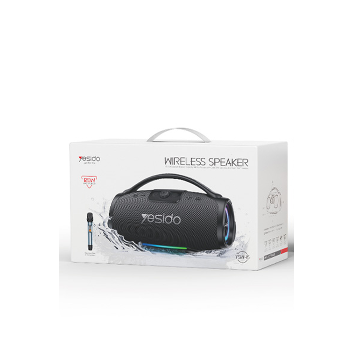 Yesido YSW45 120W RGB Işıklı Karaoke Mikrofonlu Bluetooth Kablosuz Hoparlör - Siyah